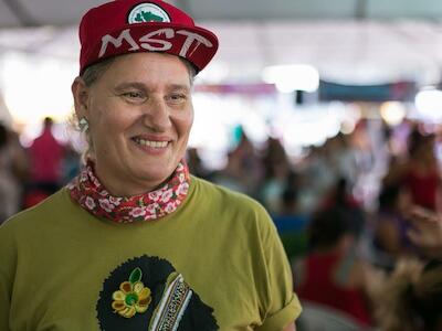 Salete Carollo, do Movimento dos Sem Terra, fala sobre a relação das pautas do campo com  o dia da mulher | Foto: Guilherme Santos/Sul21