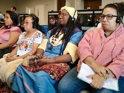 Delegação de mulheres lideranças em suas comunidades: Caucus deve ser um espaço para ouvir as vozes daquelas que protagonizam a defesa de suas comunidades. Foto: Repam