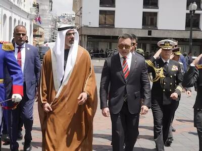 Daniel Noboa y el príncipe heredero de Abu Dabi, el 01 de marzo de 2026. Foto: Cortesía