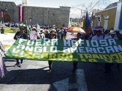 Protesta contra Anglo American en 2019.