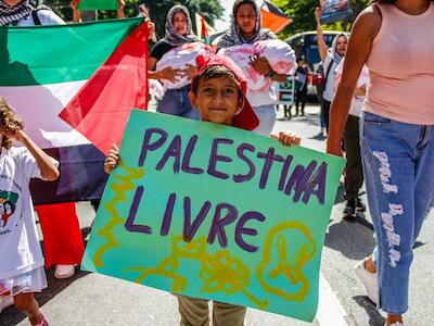 Protesto no Dia da Criança Palestina. Foto: Priscila Ramos