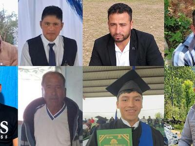 Ocho de los defensores del territorio desaparecidos en El Balcón, ejido forestal de Guerrero, México. Uno de ellos, el más joven, fue liberado con vida. Foto: cortesía El Balcón