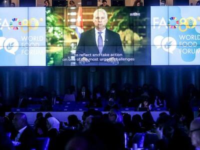Presidente cubano denuncia en la FAO impacto del bloqueo