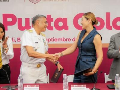 En portada: En septiembre del 2025, la gobernadora de Baja California, Marina del Pilar Ávila y el almirante de la Marina Armada de México, Raimundo Pedro Morales, formalizaron la concesión para desarrollar las obras del megapuerto en Punta Colonet.