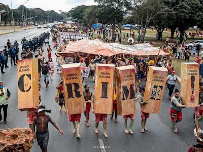 Acampamento Terra Livre contra a mineração em terra indígena, 2022. Foto: @oliverninja | @midianinja