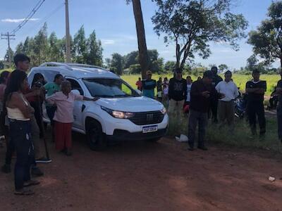 Corpo do vice-cacique chega à Reserva Taquaperi para os ritos fúnebres e despedida da aldeia. Foto: Aty Guasu