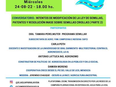 Conversatorio | Intentos de modificación de la Ley de Semillas, Patentes y Resolución INASE sobre semillas criollas