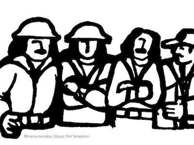 Mineros reunidos. Dibujo: Rini Templeton