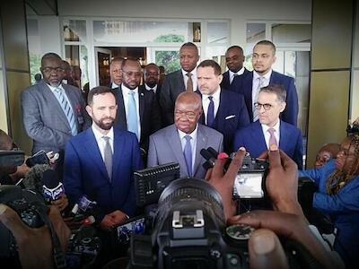 El ministro de Agricultura de la República Democrática del Congo, Jean Joseph Kasonga, con una delegación de Vital Capital Investments, el 7 de diciembre de 2019. Foto: Desk Eco