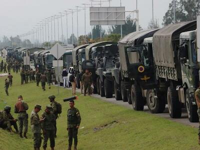 Convoy militar sale a Imbabura con la vicepresidenta a bordo 