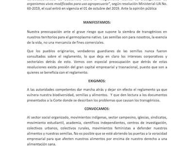 ¡No a los transgénicos en Guatemala!