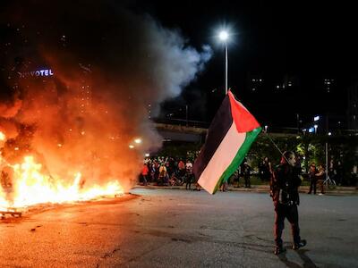 Estibadores genoveses protestan tras el abordaje de la Flotilla Global Sumud por parte de Israel.Emanuela Zampa/Getty Images