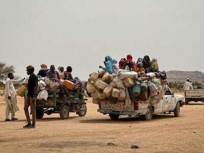 Varios grupos de personas desplazadas llegan a la localidad de Tawila huyendo de la violencia, los bombardeos y la escasez de alimentos. Proceden sobre todo de El Fasher y de campamentos cercanos, como Zamzam y Abu Shok. Sudán © MSF