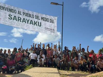 Delegaciones de siete países de Latinoamérica y de varios pueblos indígenas de Ecuador se reunieron en Sarayaku. Foto: cortesía Radio La Voz de la Confeniae