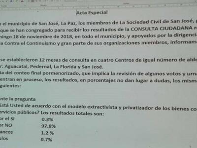 San José de La Paz, se declara libre de minería y extractivismo