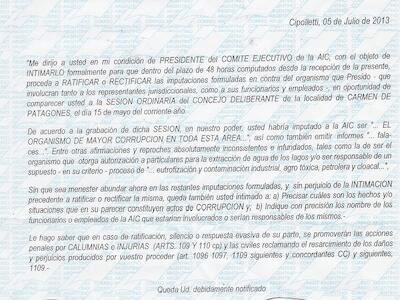 Agua Fracking Carta Documento AIC Viernes 12 de Julio 2013