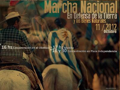 marcha nacional en defensa de la tierra, el agua y los bienes
