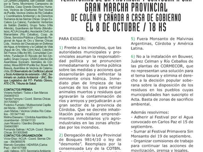 Movilización en córdoba por el agua y contra la contaminación