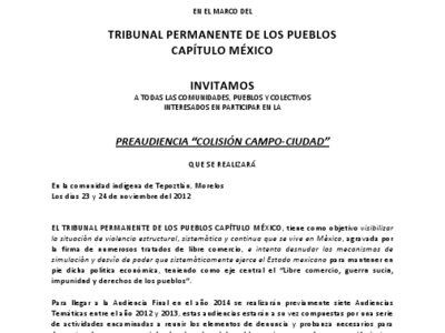 Preaudiencia “COLISION CAMPO – CIUDAD”