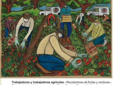 Trabajadores y trabajadoras agrícolas - Recolectores de frutas y verduras - Retrato de trabajadores esenciales #6 por Carolyn Olson.
